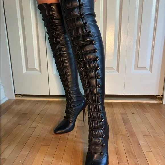 Christian Louboutin Black Over the Knee Boots - Picture 1 of 6